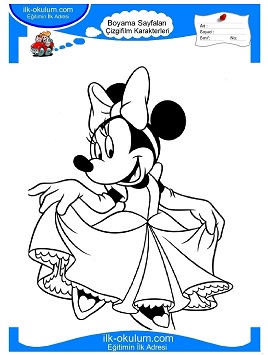 Çocuklar İçin Minnie-Mouse Boyama Sayfaları 